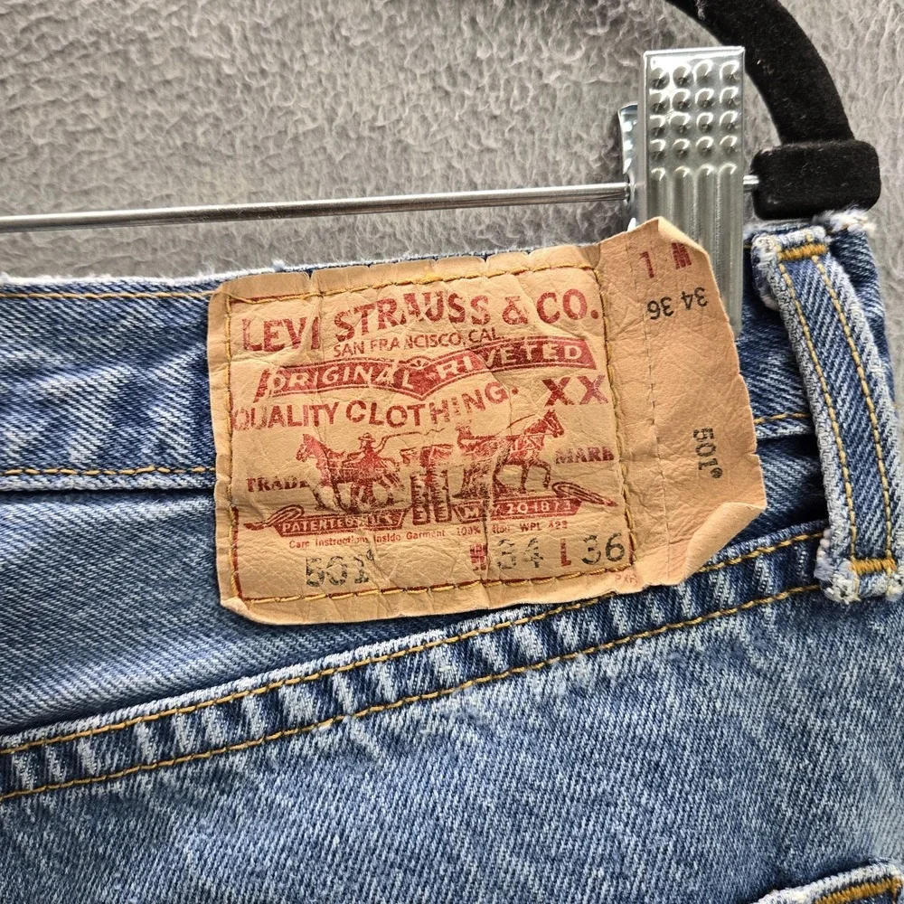 VINTAGE Levi's 501 Men Jeans 34X36 Blue Denim Y2K Original Fit Straight READ